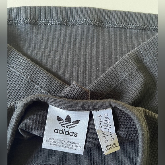 Adidas Crop Tank Ribbed Open Back Scoop Neck Black X-Small - Picture 7 of 8